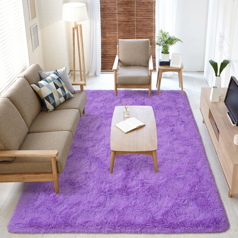 Softlife Light Purple Area Rug for Living Room, Fluffy Shag Plush 5.3x7.6 Rugs for Bedroom Girls, Shaggy Soft Fuzzy Kids Large Carpet for Dorm Bedside Ultra Cozy Non-Slip Indoor Decor - Image 5
